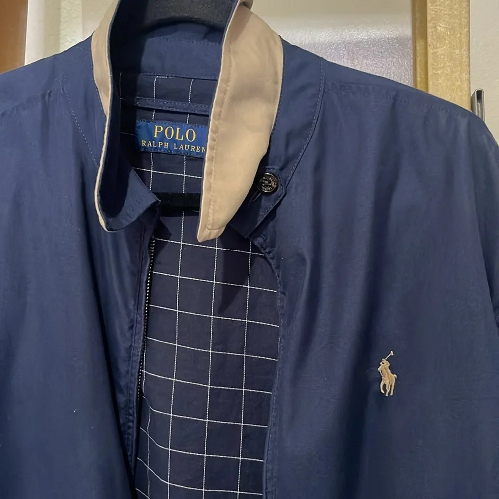 Polo Ralph Lauren Navy Harrington Plaid Lined Full Zip Jacket in Size L - Picture 12 of 15
